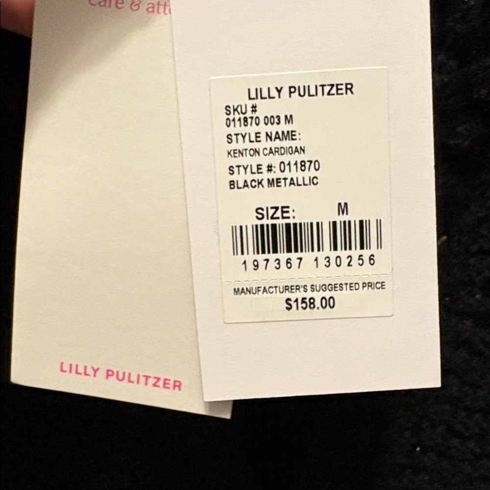 Lilly Pulitzer NWT black metallic Kenton Cardigan, M - Picture 6 of 6